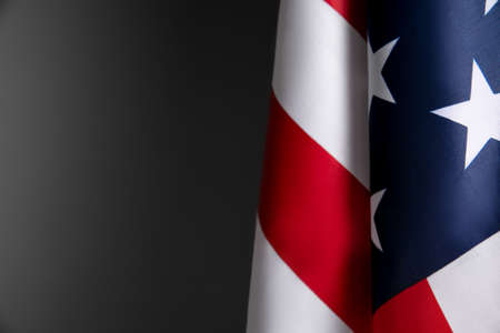Flag of USA on grey background. Copyspace for text, image