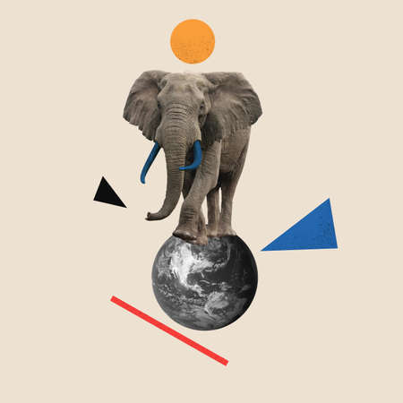 Contemporary art collage. Surrealism, minimalism in art.の写真素材