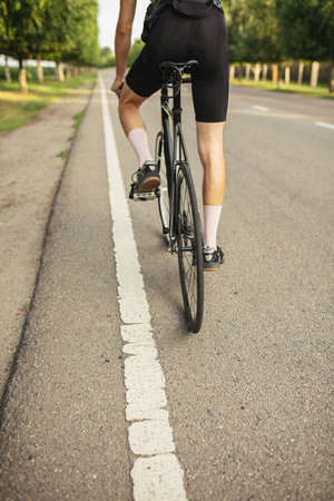 Riding on open air. Concept of youth, strenghth, action, motion, healthy lifestyle.の写真素材