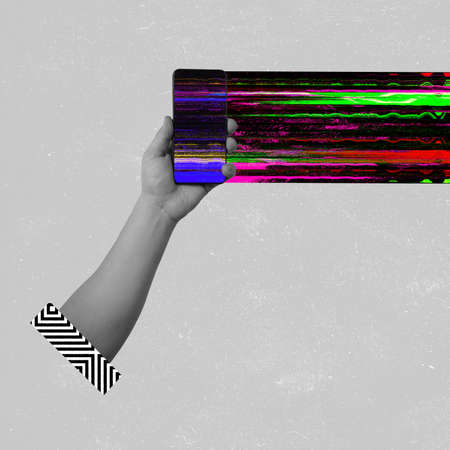 Bad quality information. Contemporary art collage. Symbolismの写真素材