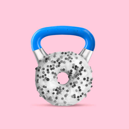 Contemporary art collage of sport weight looking like donutの写真素材