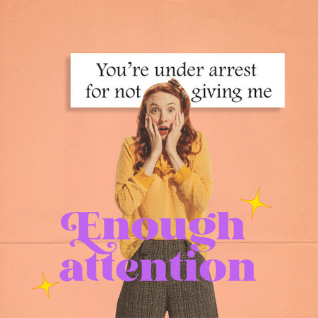 Creative conceptual collage with beautiful stylish young surprised woman in retro style outfit over...