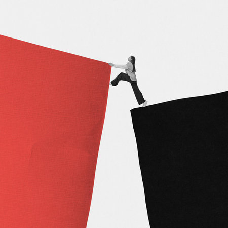 Contemporary art collage. Minimalism. Ideas, inspiration, motiovation. Concept of business, personal and professional growth, personality psychology achievement adの写真素材