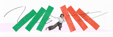 Contemporary art collage. Woman and social pressure. Concept of fight, female right, success,...
