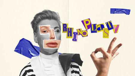 Contemporary art collage. Rhinoplasty surgery. Woman changing nose form and lip augmentation. Beauty standards. Concept of beauty, plastic surgery, medicine, clinical cosmetology, adの写真素材