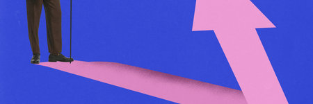 Contemporary art collage. Legs at start of drawing way which lead to success. Concept of business, startup, choice, career growth, vintage, retroの写真素材