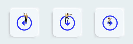 Arrow circle left, arrow circle down, arrow circle right icons, buttons for web, computer and mobile...