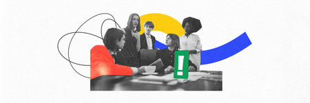 Group of professionals gathers around laptop, discussing ideas and strategies, symbolizing teamwork...
