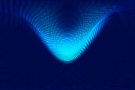 Vector illustration. Flowing waves of vibrant blue, forming futuristic digital landscape. Abstract...