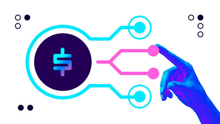 Futuristic design. Hand pointing at digital currency interface, visualizing fintech decision-making...