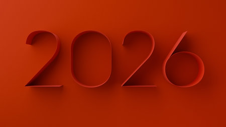 Red numbers embossed to display the year 2026 stand prominently against a similar red backdrop. The...
