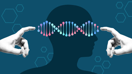 Contemporary collage. Scissors cutting colorful DNA helix in genetic editing biotechnology concept....