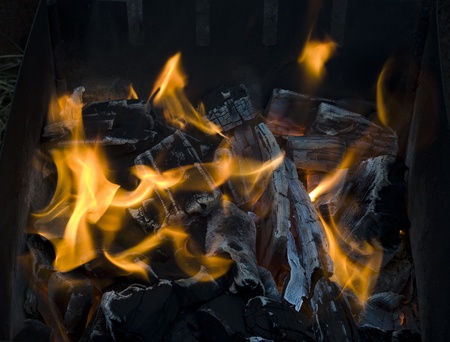 Hot coals in the grillの写真素材