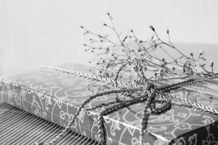  gift box  black and white photographyの写真素材