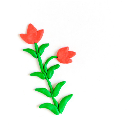 modeling clay flowers isolated on white backgroundの写真素材