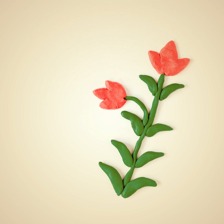 modeling clay flowers isolated on white backgroundの写真素材