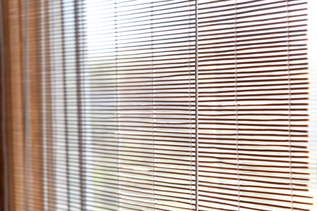 Straw blinds, jalousie for background. Natural blinds. Straw twigs background texture suitable for any designの写真素材