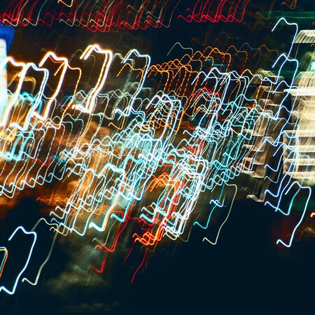 Motion night lights abstract, city traffic Abstract lines of movement of light from the lights on a black night background. long exposureの写真素材