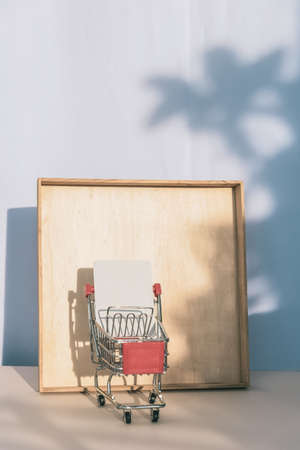 Metal shopping carriage for store purchaseの写真素材