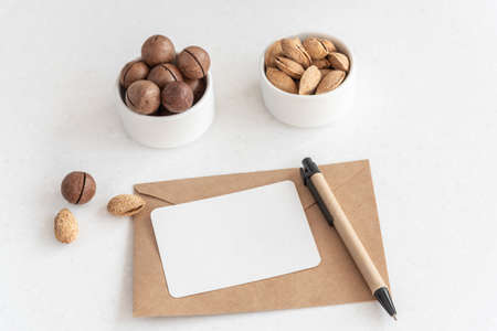 crafted envelope and empty white blank