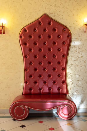 red leather couch in interior