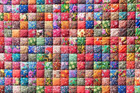 Traditional handmade patchwork with geometric flower pattern