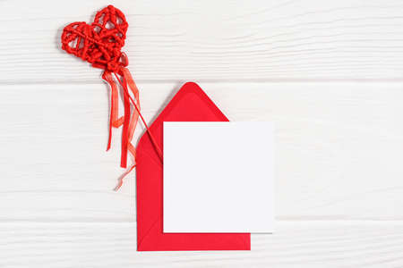 Valentines day mockup card with paper red heart.の写真素材