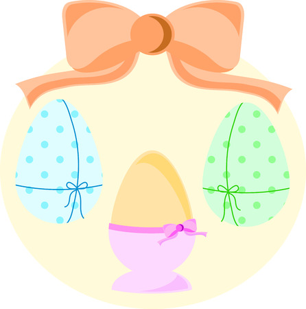 Illustration of of Easter Eggs with bow and in stand  Vector illustration  Abstract pattern のイラスト素材