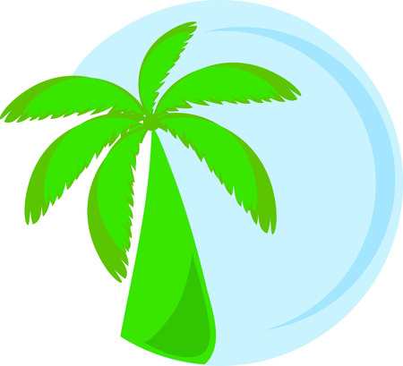 Illustration for Illustration of palm tree on a blue circular background. Summer vector icon. Abstract pattern. - Royalty Free Image