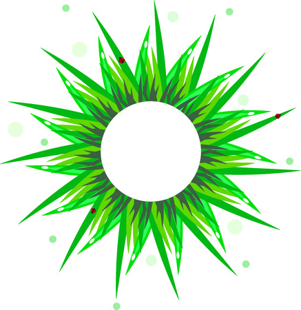 Illustration of grass and ladybird. Eco emblem. Vector illustration. Abstract patternのイラスト素材