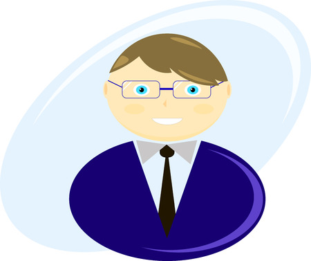 Illustration of a business man with glasses, jacket and tie. Business icon. Vector illustration. Abstract pattern.のイラスト素材