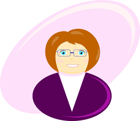 Illustration of a business woman in glasses. Business icon. Vector illustration. Abstract pattern.のイラスト素材