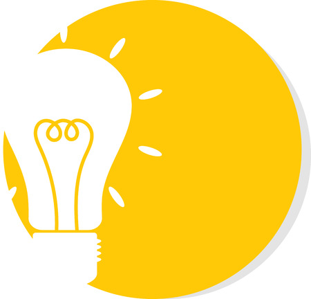 Illustration of lamp on a round orange background. Image of bright idea. Icon. Abstract pattern.のイラスト素材