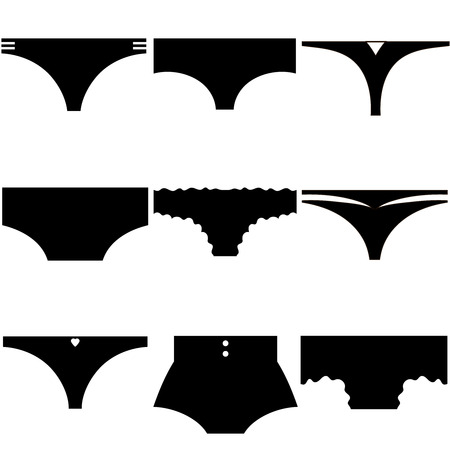 A set of 9 female briefs icons isolated on white background. Vector illustration.のイラスト素材