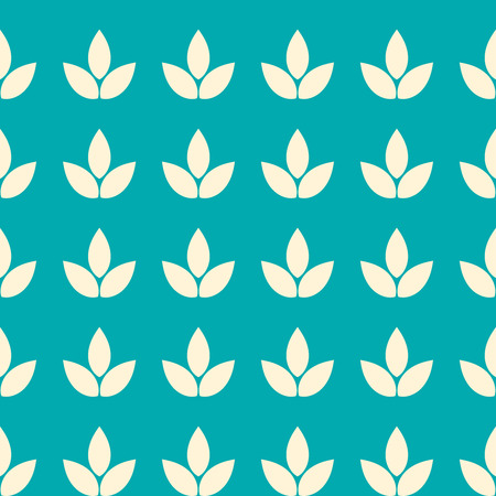 Seamless wallpaper pattern with beige petals on mint background. Suitable for fabric, wrapping paper, wallpaper. Vector illustrationのイラスト素材
