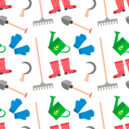 seamless pattern with farming harvesting and garden tools. 
Agriculture, harvest or farm decorative design.のイラスト素材