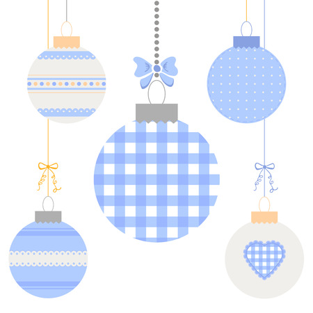 Cute Christmas balls set in flat style. Great for New year and Christmas design. Vector illustrationのイラスト素材