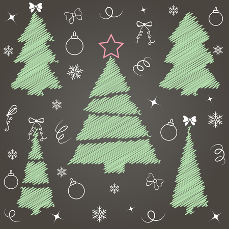 Cute Christmas tree set. Great for New year and Christmas design. Vector illustrationのイラスト素材