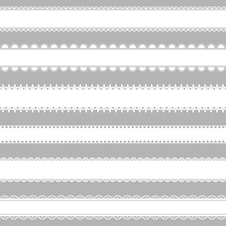 Vector set of lace ribbons. Great for design and scrapbook.Can be used as seamless pattern. Vector illustration. Border and element of decor.のイラスト素材