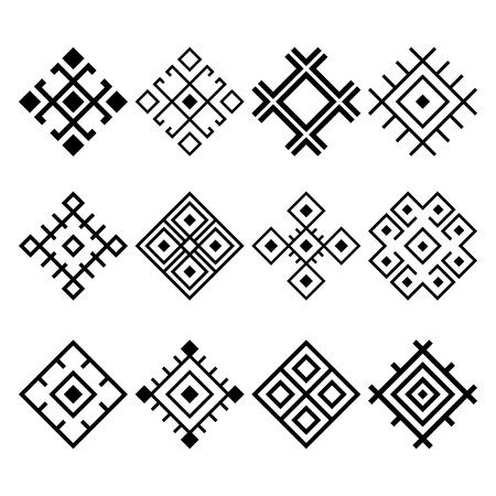 Set of vector tribal elements. Ethnic collection. Ethnic decor elements set. Geometric objects.のイラスト素材