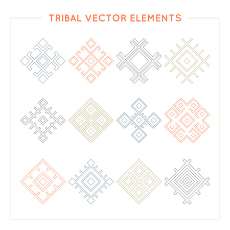 Set of vector tribal elements. Ethnic collection. Ethnic decor elements set. Geometric objects.のイラスト素材