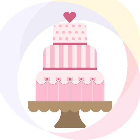Vector illustration with wedding cake. For wedding invitations or announcements. Icon wedding cake. Sweet wedding cake.のイラスト素材