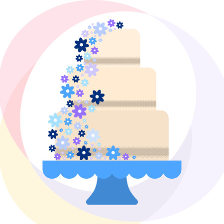 Vector illustration with wedding cake. For wedding invitations or announcements. Icon wedding cake. Sweet wedding cake.のイラスト素材