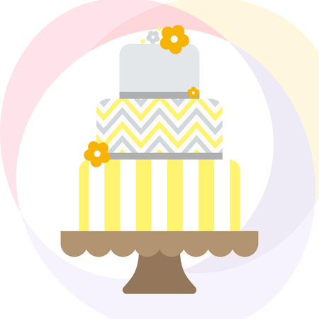 Vector illustration with wedding cake. For wedding invitations or announcements. Icon wedding cake. Sweet wedding cake.のイラスト素材