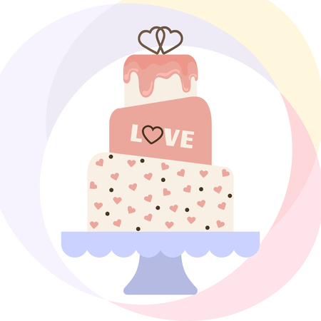 Vector illustration with wedding cake. For wedding invitations or announcements. Icon wedding cake. Sweet wedding cake.のイラスト素材