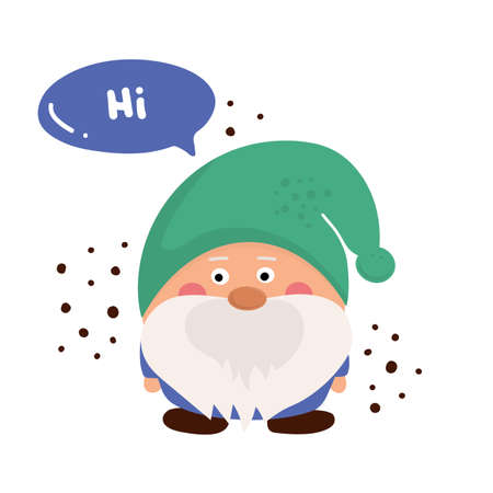 Little garden gnome. Flat cartoon vector illustrationのイラスト素材