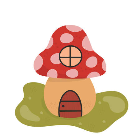 Mushroom fairy house vector illustration. For kidsのイラスト素材