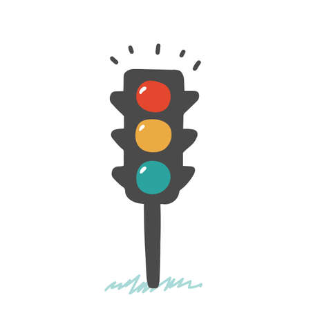 Cartoon traffic light cute icon for concept. Simple vector illustration.のイラスト素材