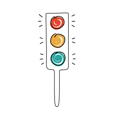 Cartoon traffic light cute icon for concept. Simple vector illustration.のイラスト素材