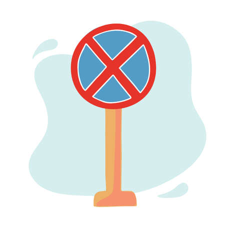 Illustration with traffic sign stop cute in hand drawn cartoon styleのイラスト素材